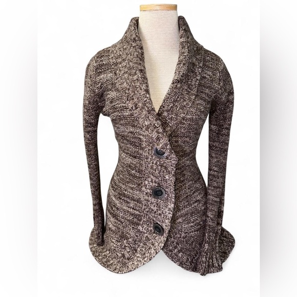 Kiss Sweaters - Y2K Kiss It Brown Knit Cardigan with Button Closure